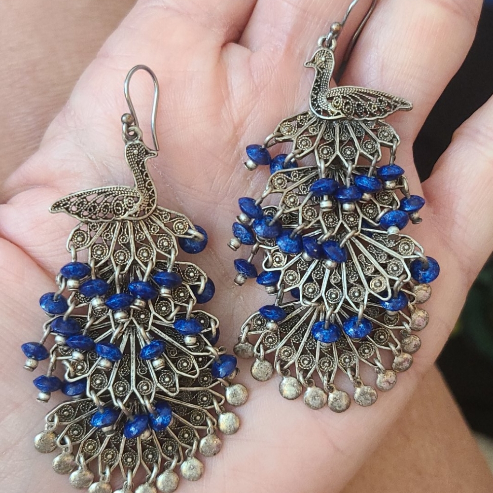 Fabulous Peacock Earrings - Picture 1 of 9